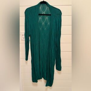 Women's Teal Open-Front Sweater
